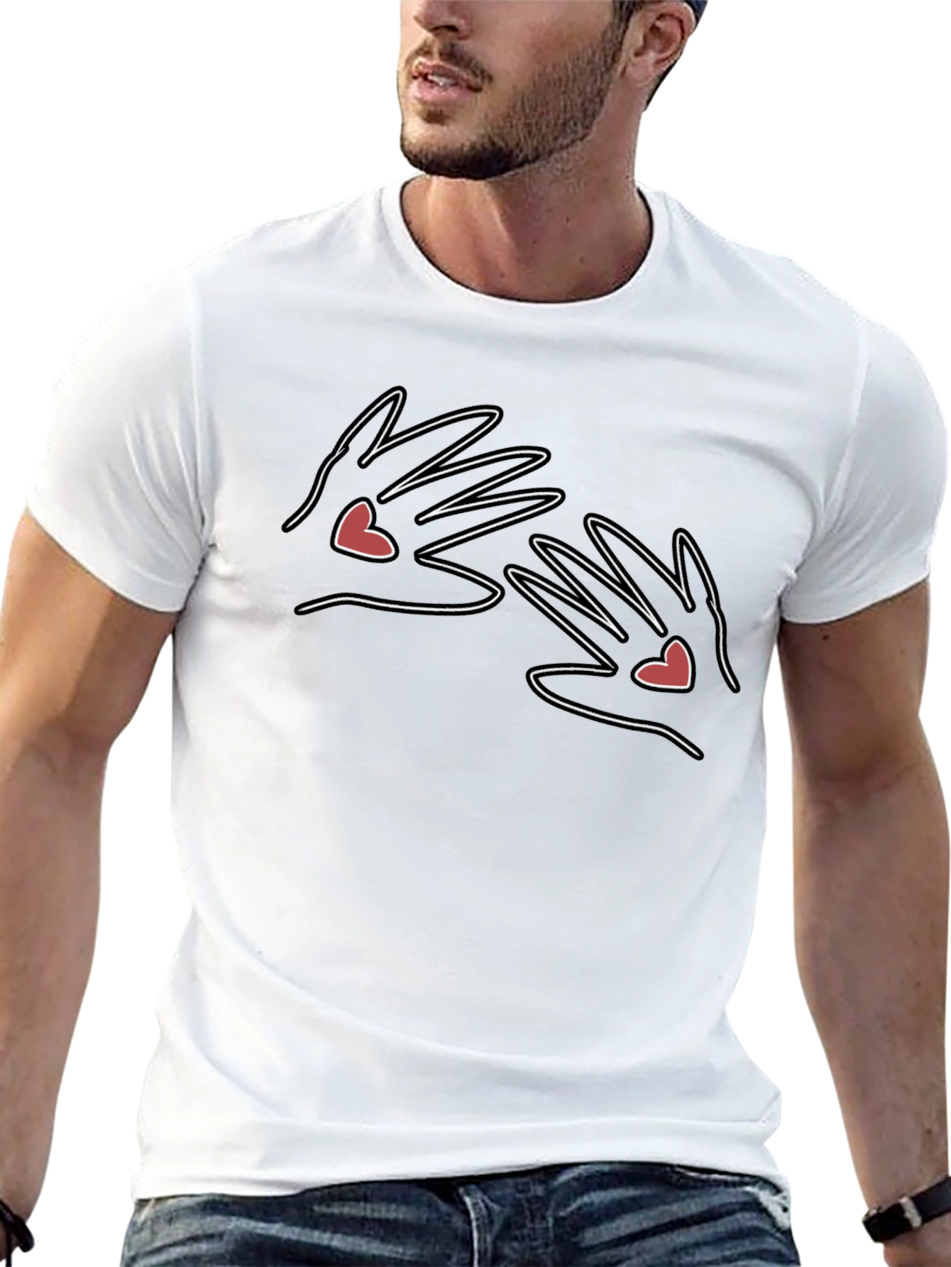 Heart Hands Graphic Tee - Black Cotton Comfort