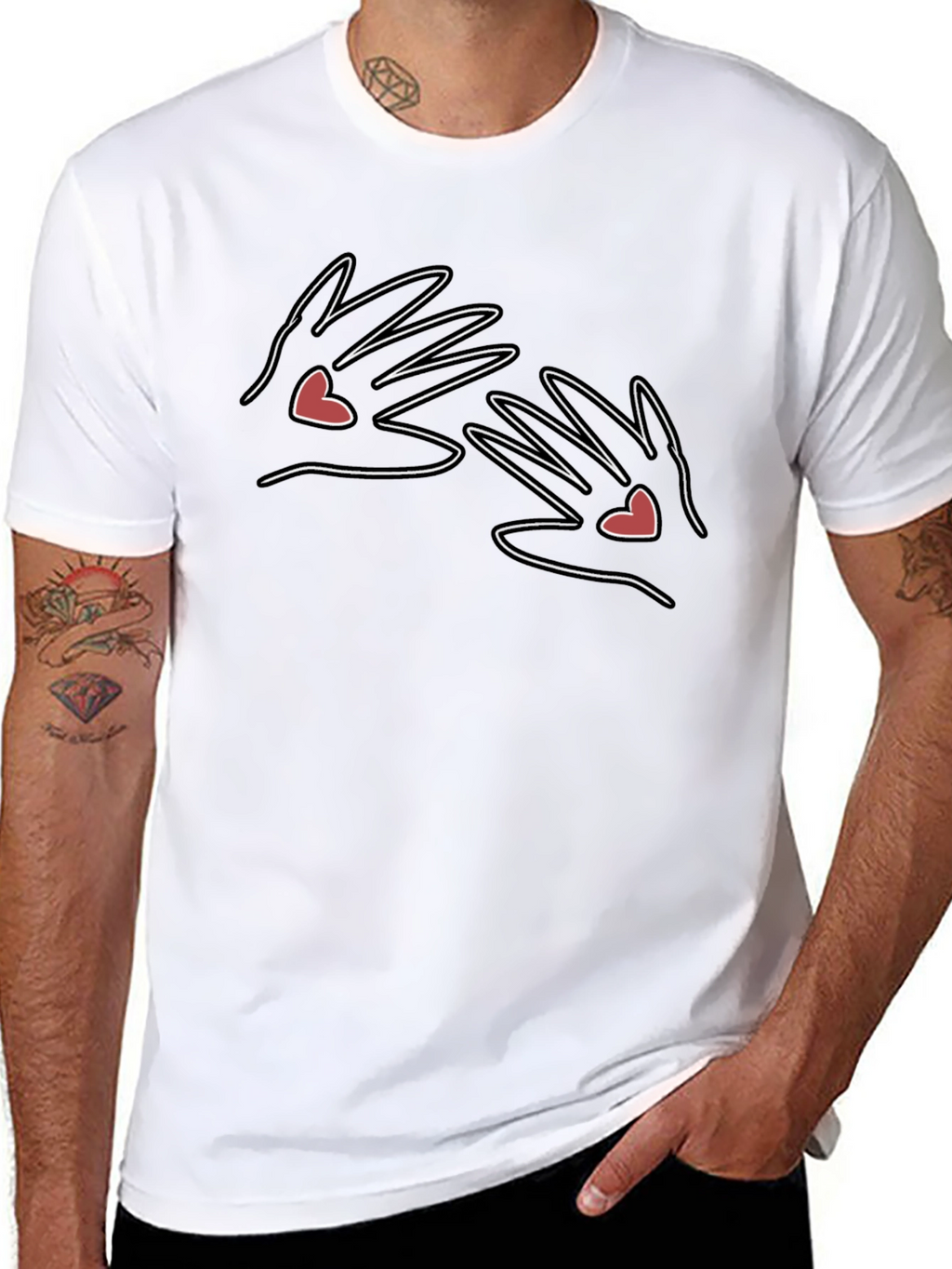 Heart Hands Graphic Tee - Black Cotton Comfort