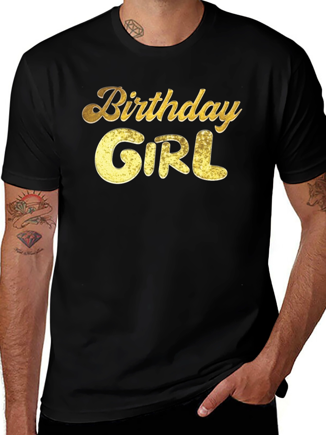 Birthday Girl Graphic Tee - Gold Glitter Print