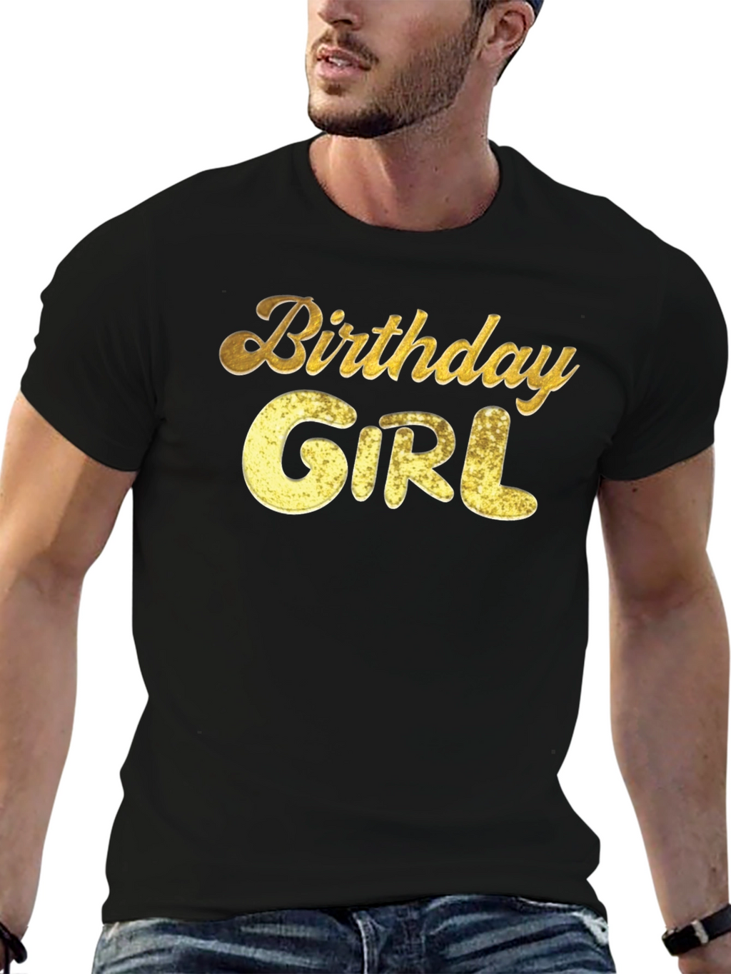 Birthday Girl Graphic Tee - Gold Glitter Print
