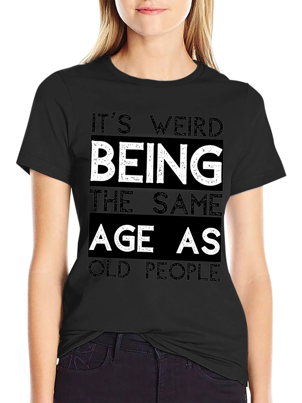 Funny Old People Black Graphic Tee for Men