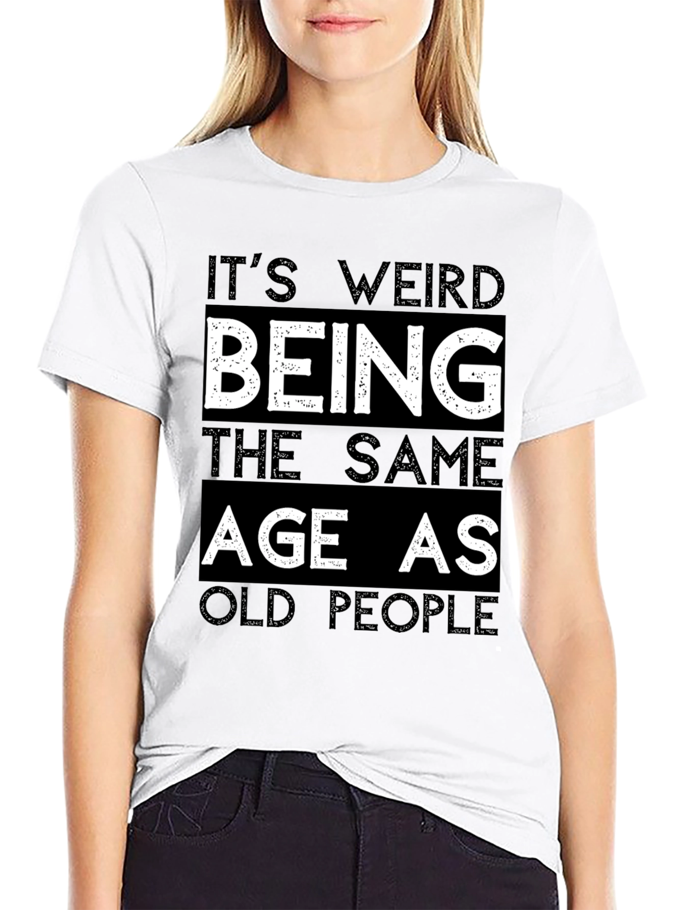 Funny Old People Black Graphic Tee for Men