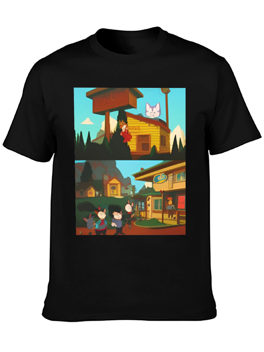 Retro Cartoon T-Shirt - Black Graphic Tee