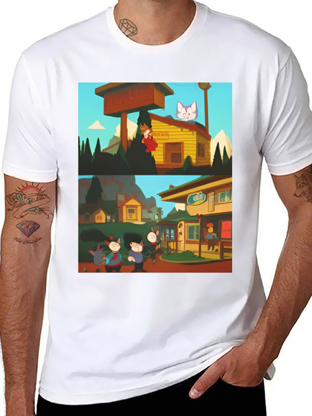Retro Cartoon T-Shirt - Black Graphic Tee