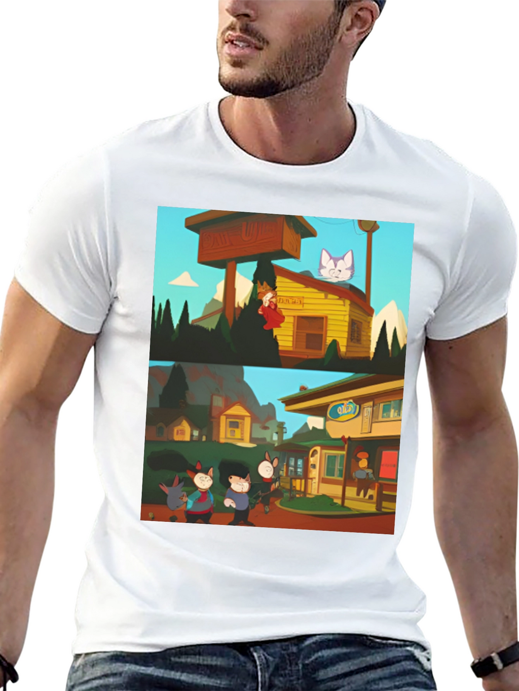 Retro Cartoon T-Shirt - Black Graphic Tee