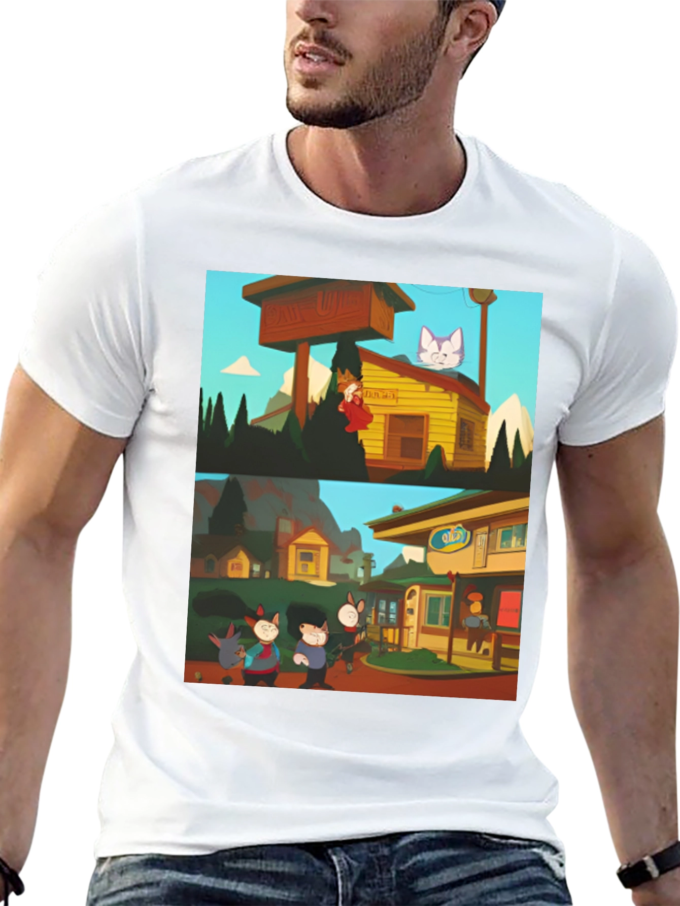 Retro Cartoon T-Shirt - Black Graphic Tee