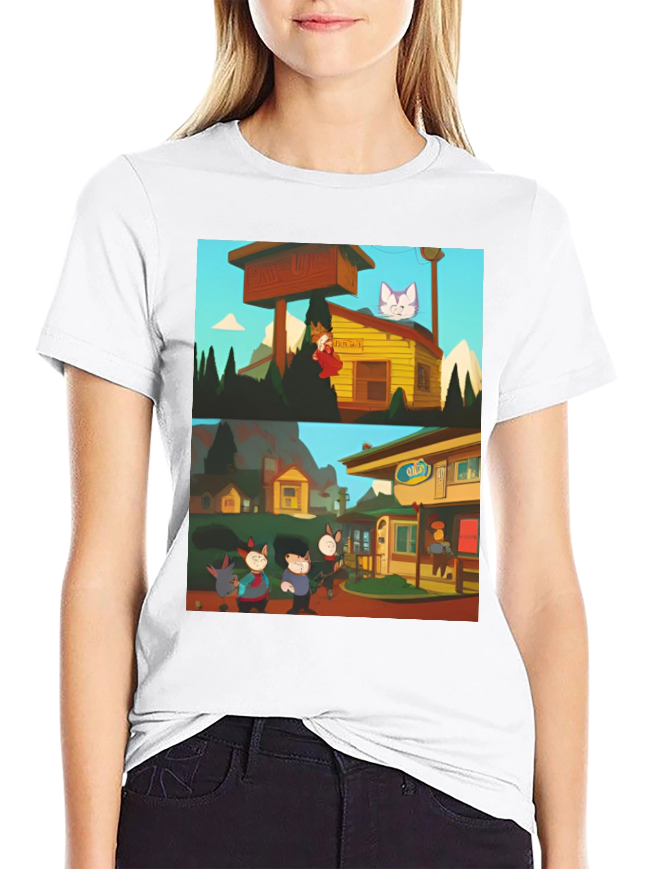 Retro Cartoon T-Shirt - Black Graphic Tee