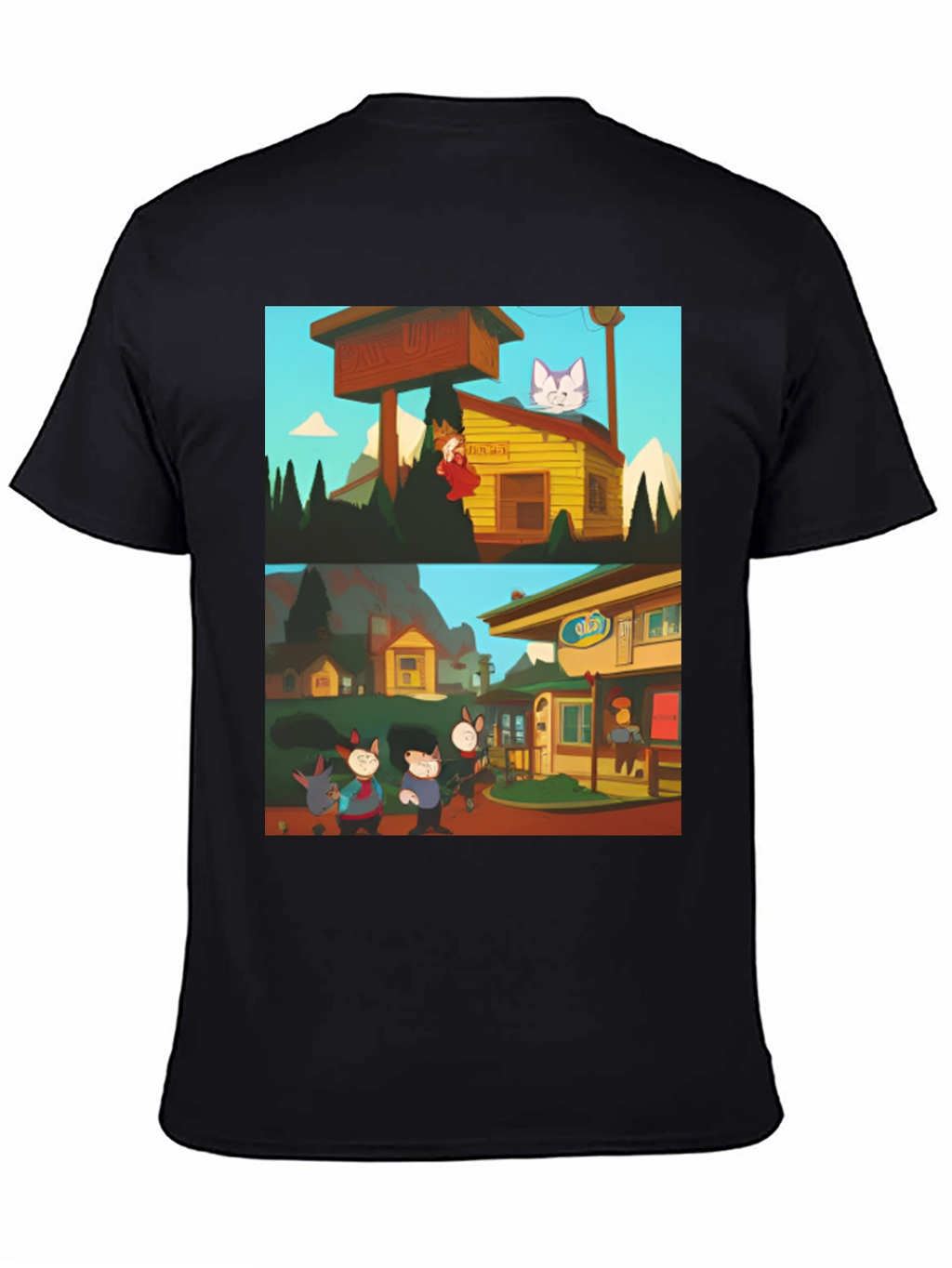 Retro Cartoon T-Shirt - Black Graphic Tee