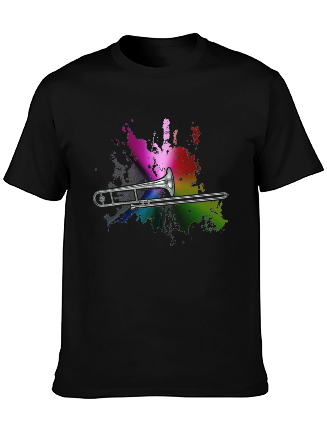Trombone Rainbow Splash Graphic T-Shirt