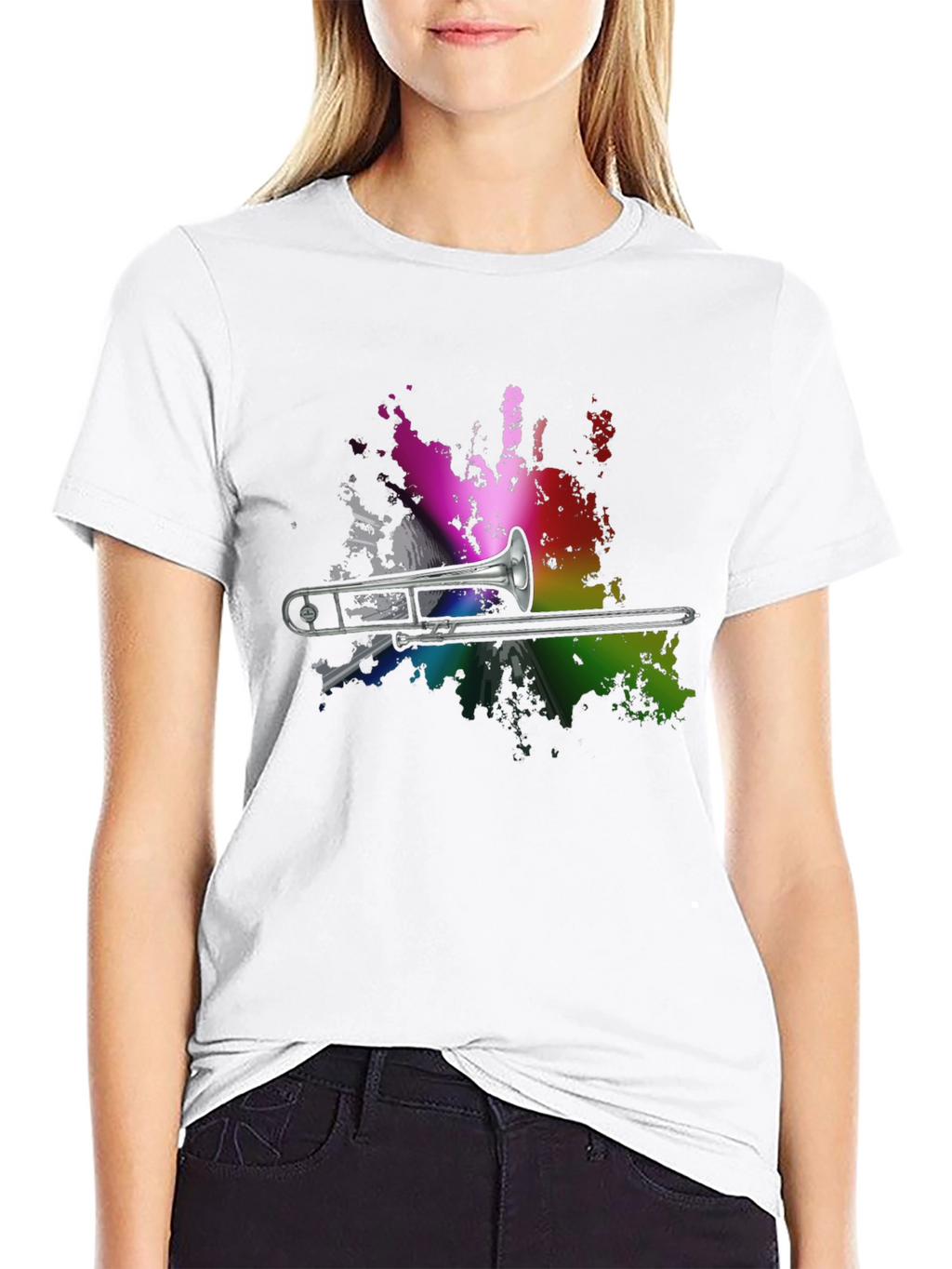 Trombone Rainbow Splash Graphic T-Shirt