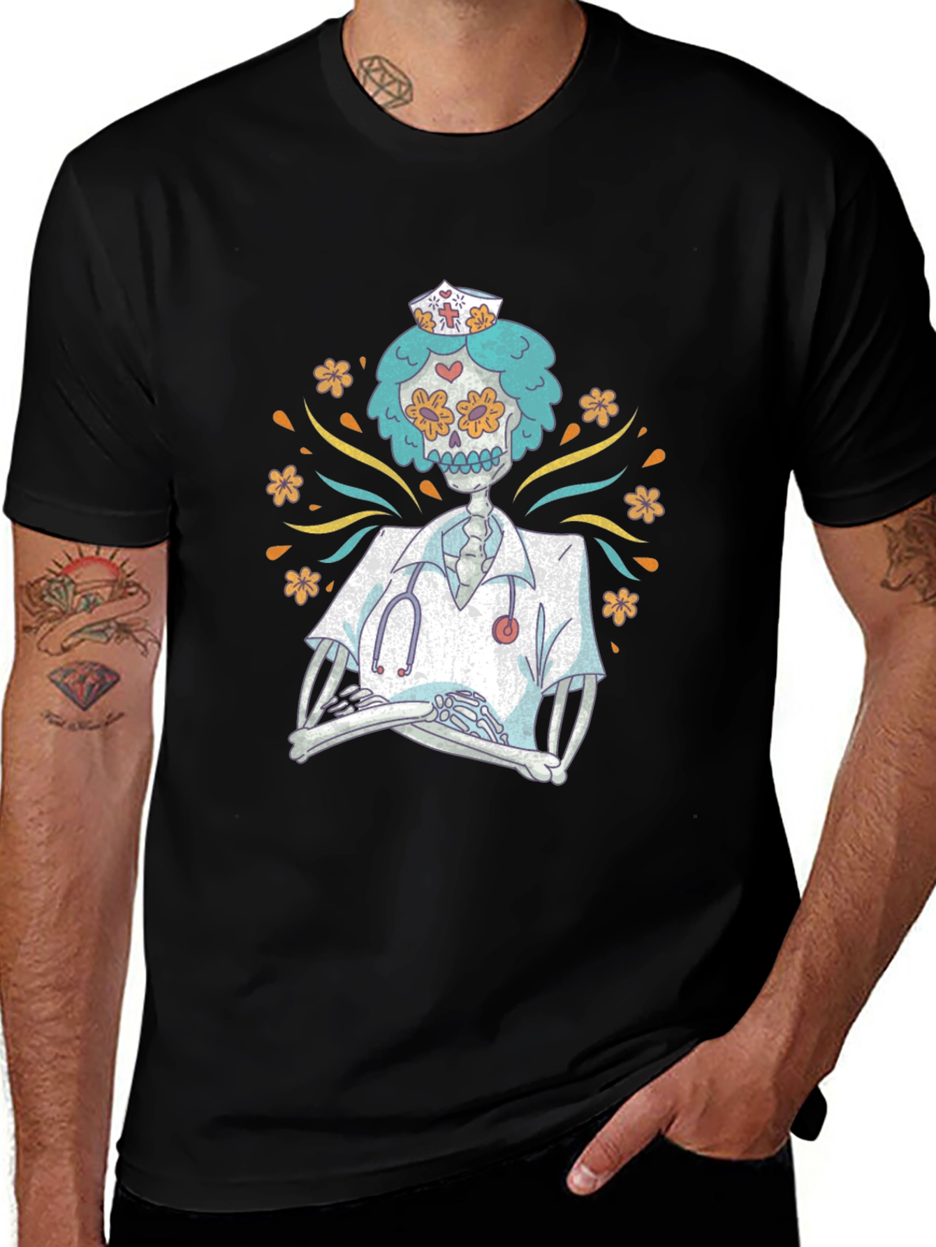 Day of the Dead Nurse Graphic Tee