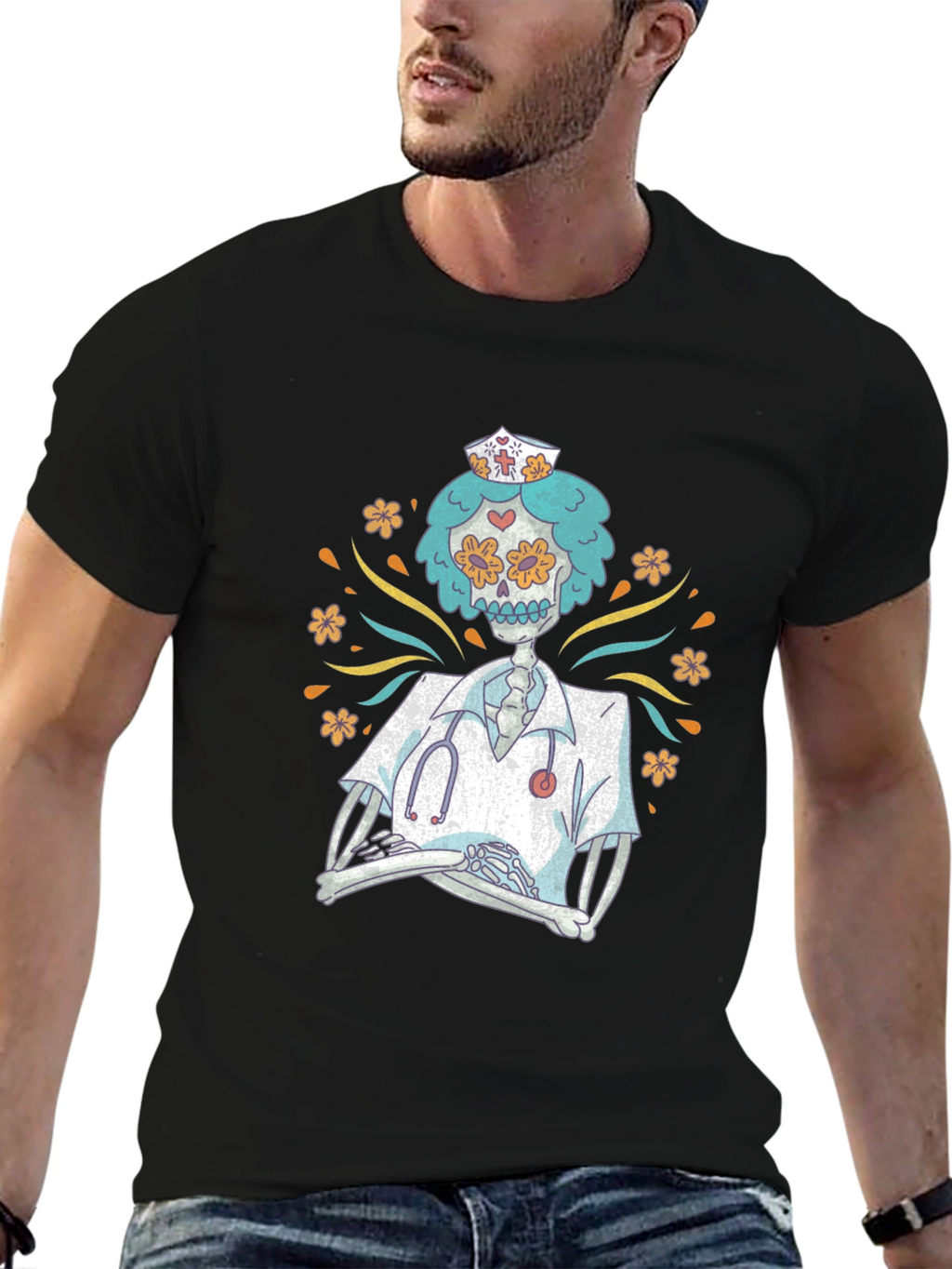 Day of the Dead Nurse Graphic Tee