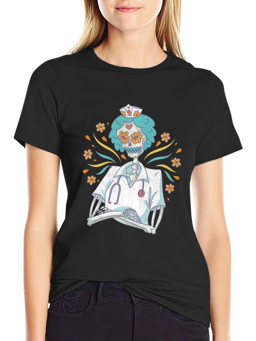 Day of the Dead Nurse Graphic Tee