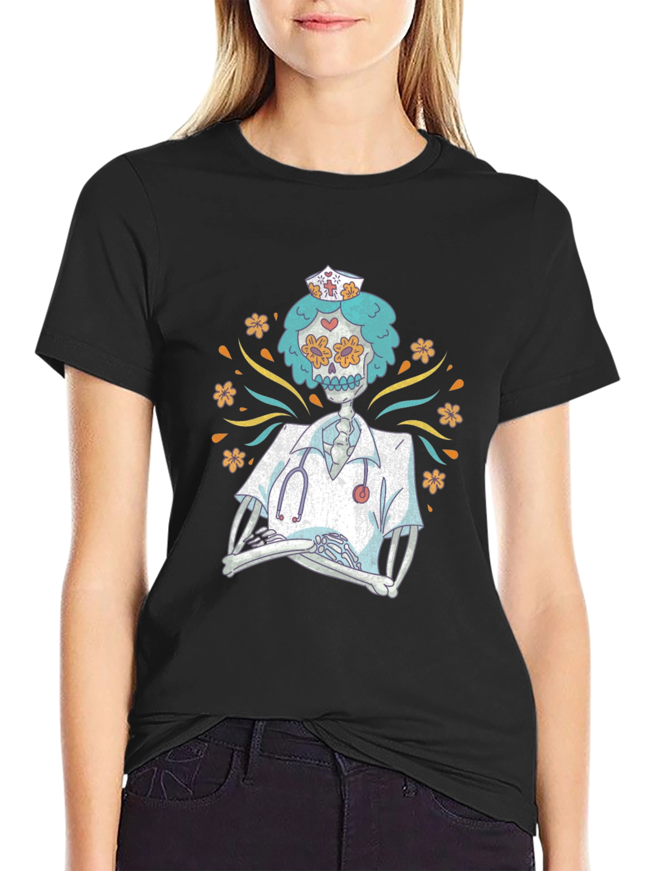 Day of the Dead Nurse Graphic Tee