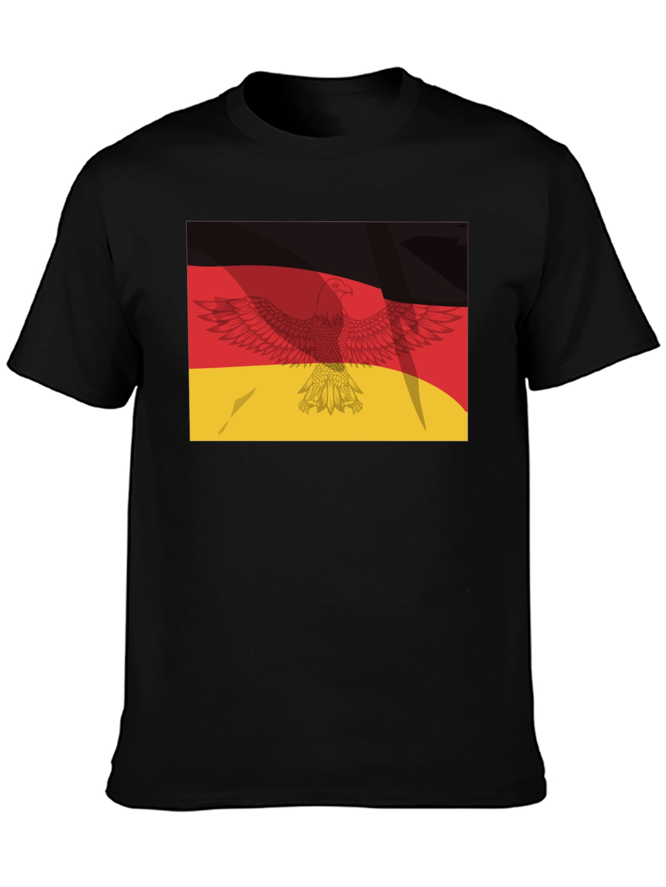 German Flag Eagle Graphic Tee - Black Cotton Blend