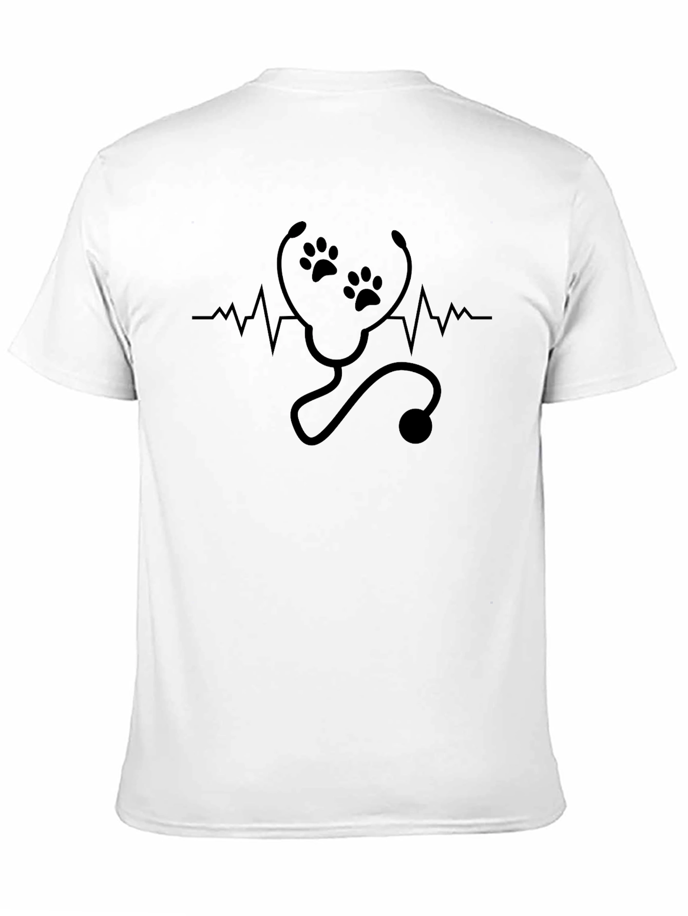 Vet Tech Paw Print Stethoscope Heartbeat T-Shirt