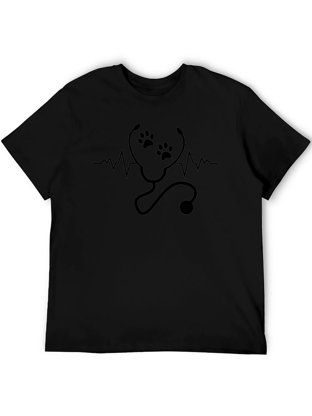 Vet Tech Paw Print Stethoscope Heartbeat T-Shirt