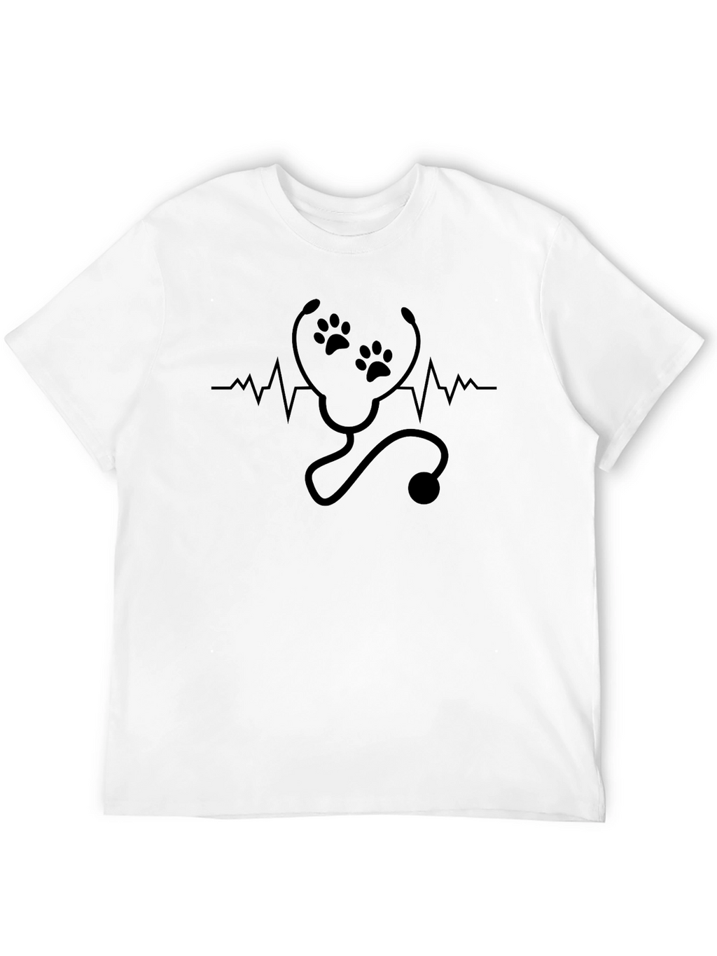 Vet Tech Paw Print Stethoscope Heartbeat T-Shirt