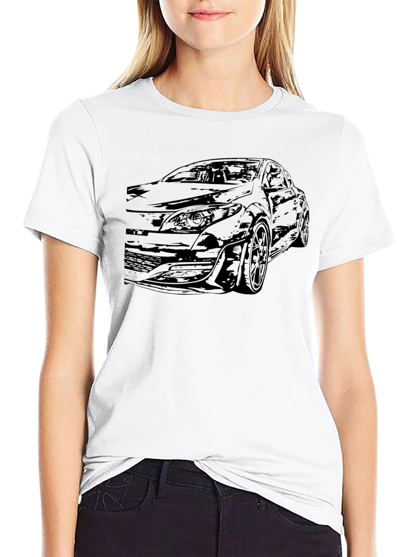 Car Graphic Tee - Black Cotton Blend