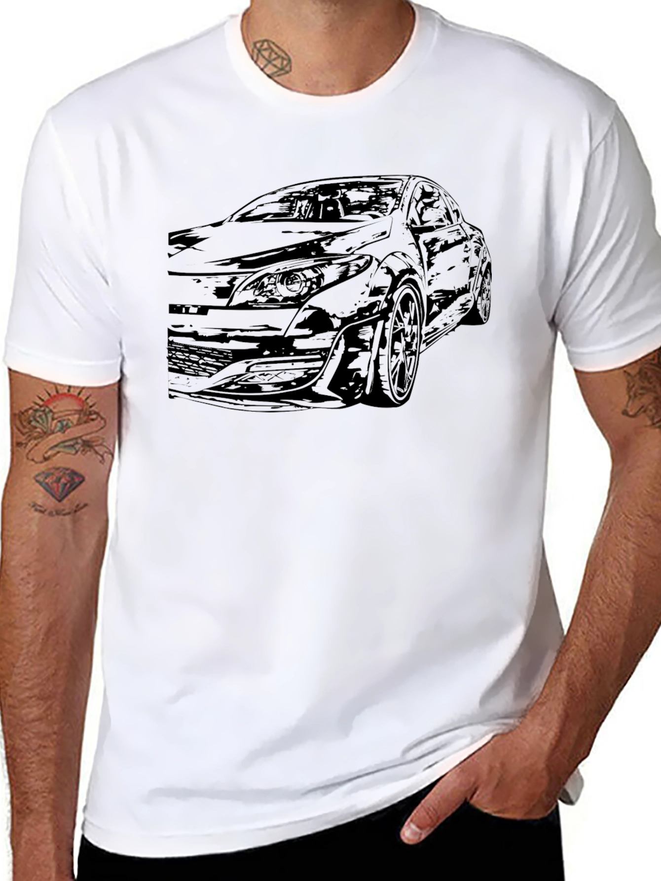 Car Graphic Tee - Black Cotton Blend