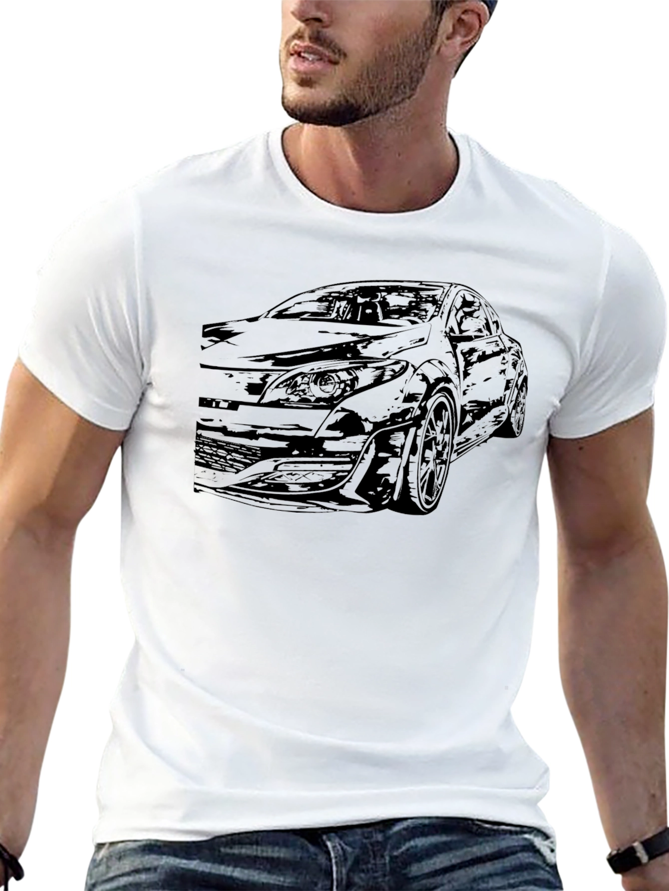 Car Graphic Tee - Black Cotton Blend