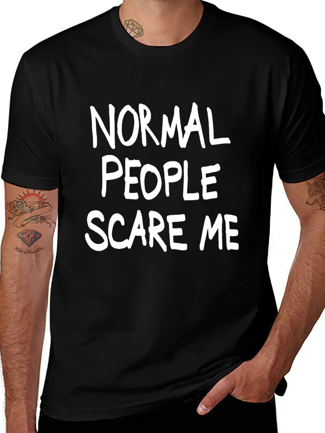 Normal People Scare Me Graphic Tee - Black