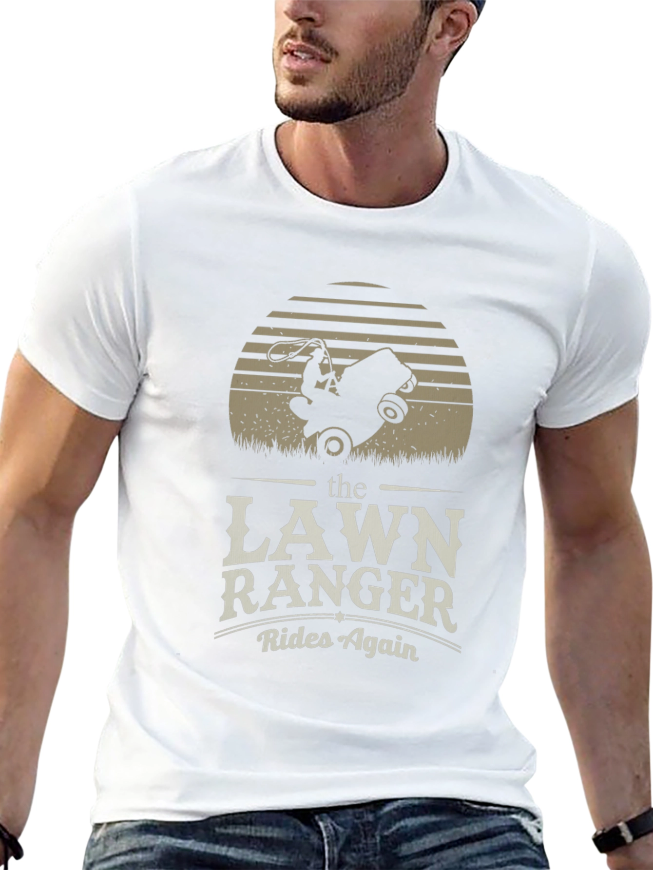 Lawn Ranger T-Shirt - Rides Again Funny Design