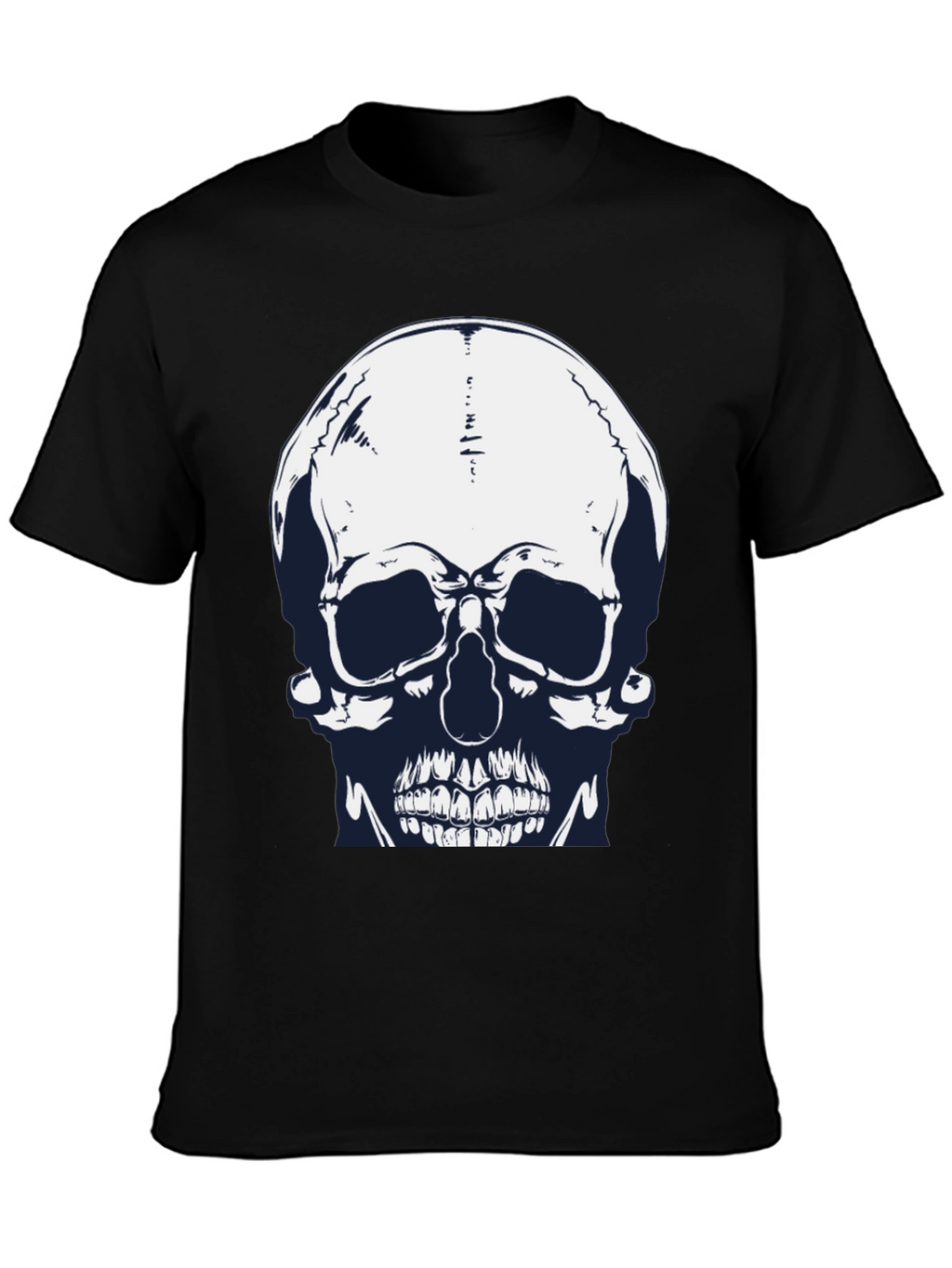 Skull Graphic Print Black Tee for Men