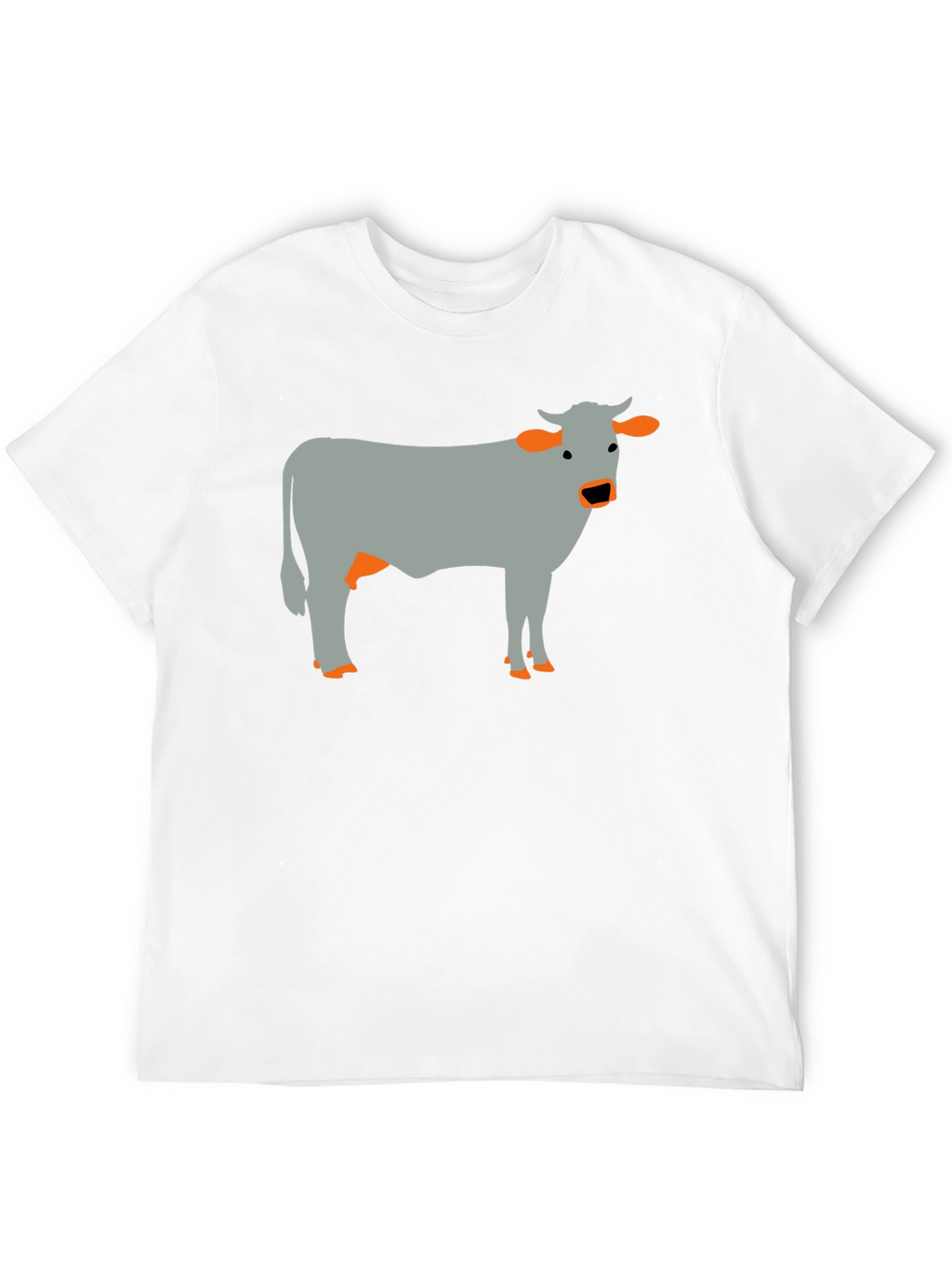 Cow Graphic Tee - Black Cotton Casual T-Shirt