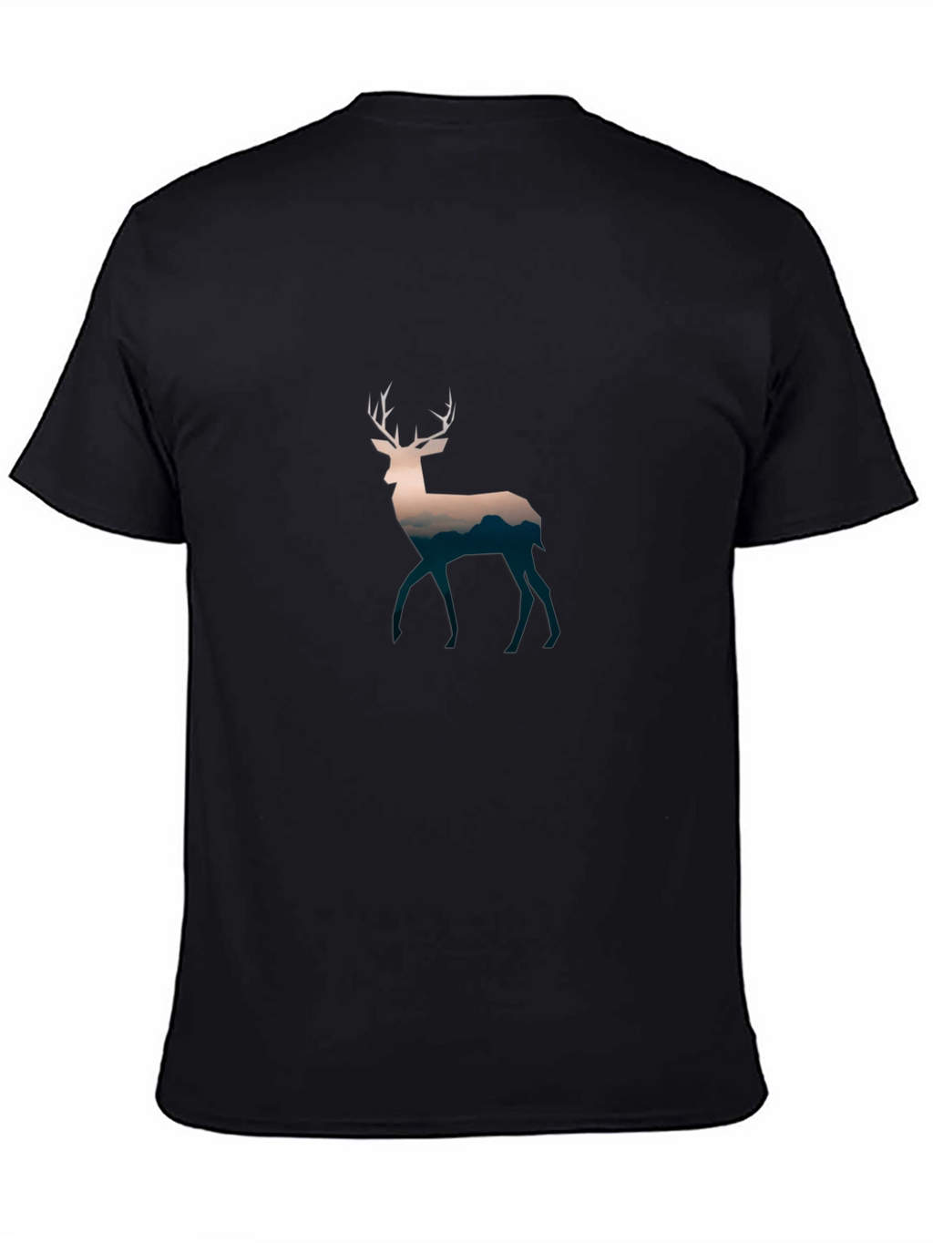 Deer Silhouette Graphic Print Black T-Shirt