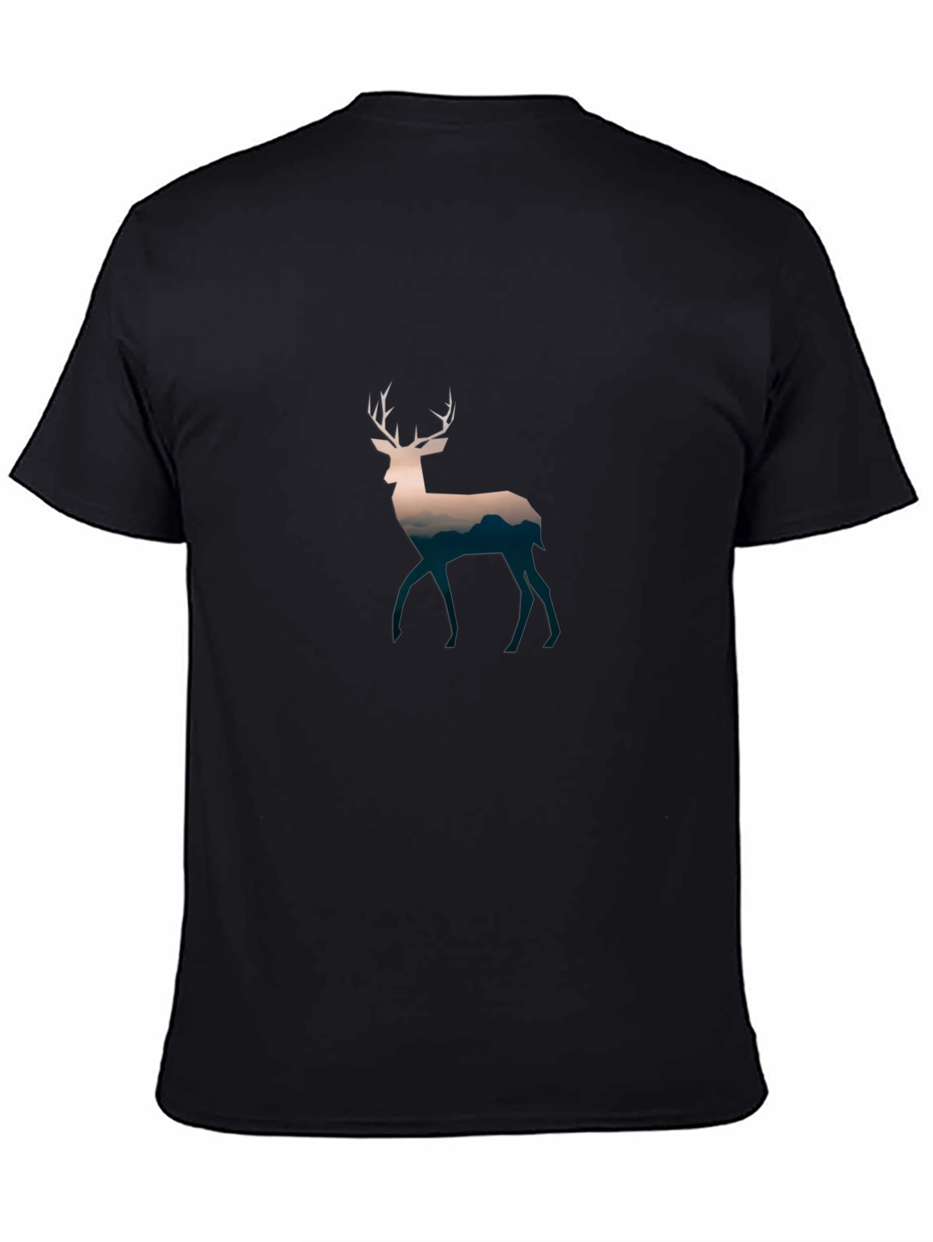 Deer Silhouette Graphic Print Black T-Shirt