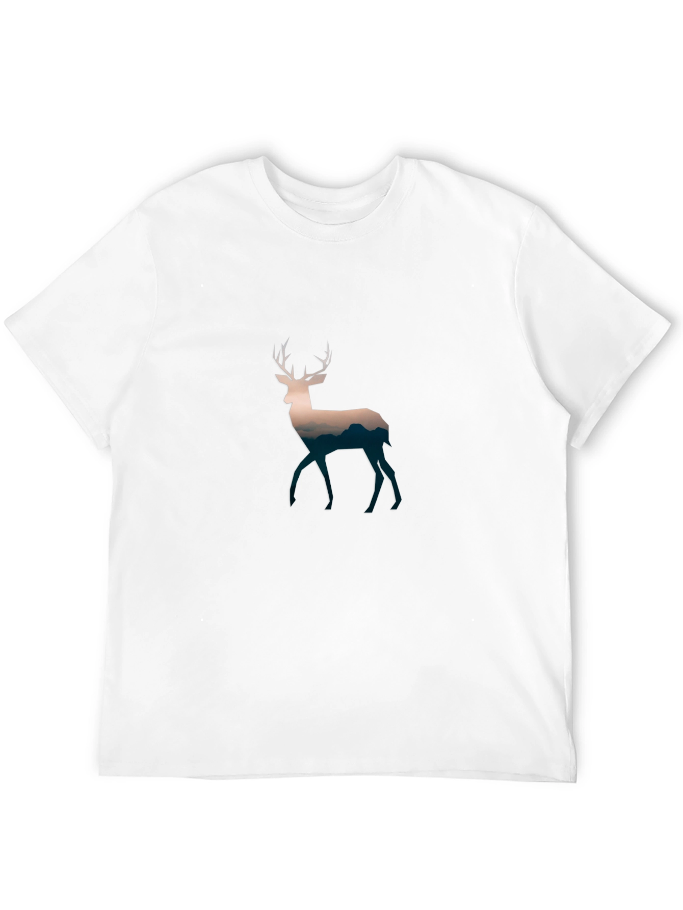 Deer Silhouette Graphic Print Black T-Shirt