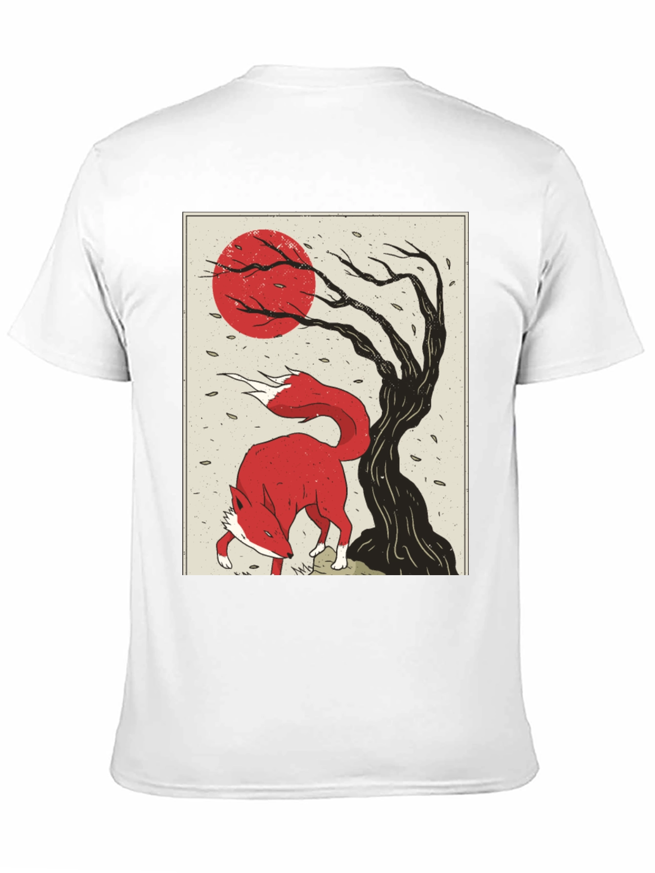 Mens Fox and Tree Graphic T-Shirt - Black