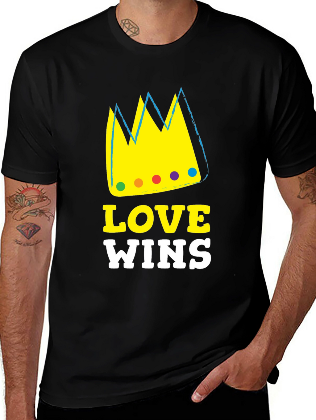 Love Wins Graphic T-Shirt Black Cotton Blend