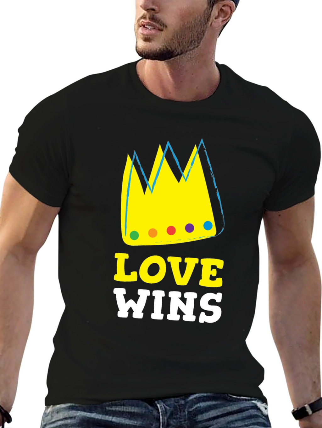 Love Wins Graphic T-Shirt Black Cotton Blend