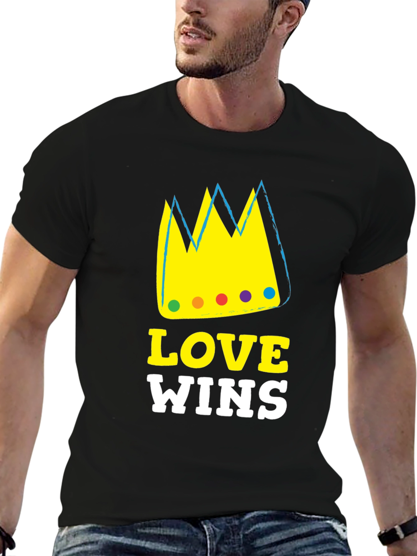 Love Wins Graphic T-Shirt Black Cotton Blend
