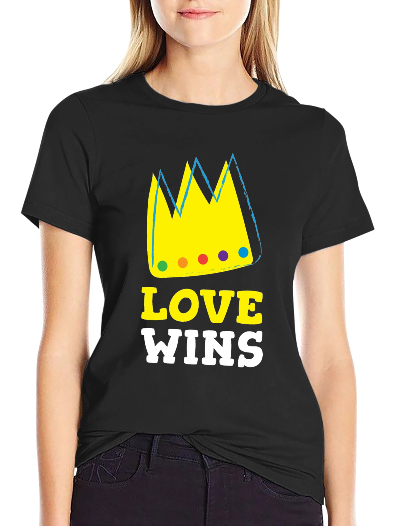 Love Wins Graphic T-Shirt Black Cotton Blend