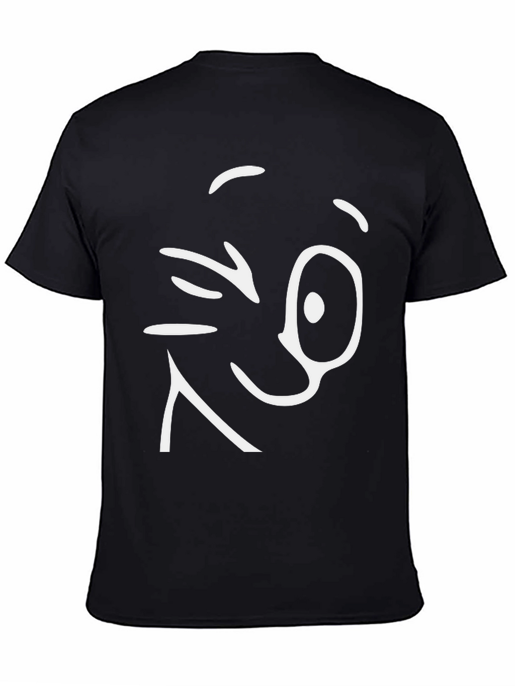 Winking Face Graphic Tee - Black Cotton T-Shirt