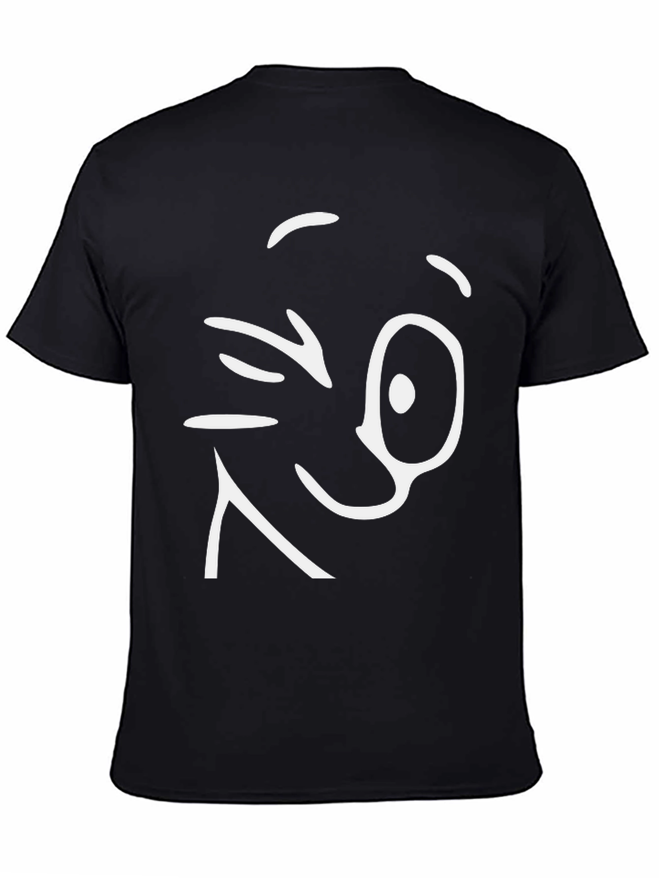 Winking Face Graphic Tee - Black Cotton T-Shirt