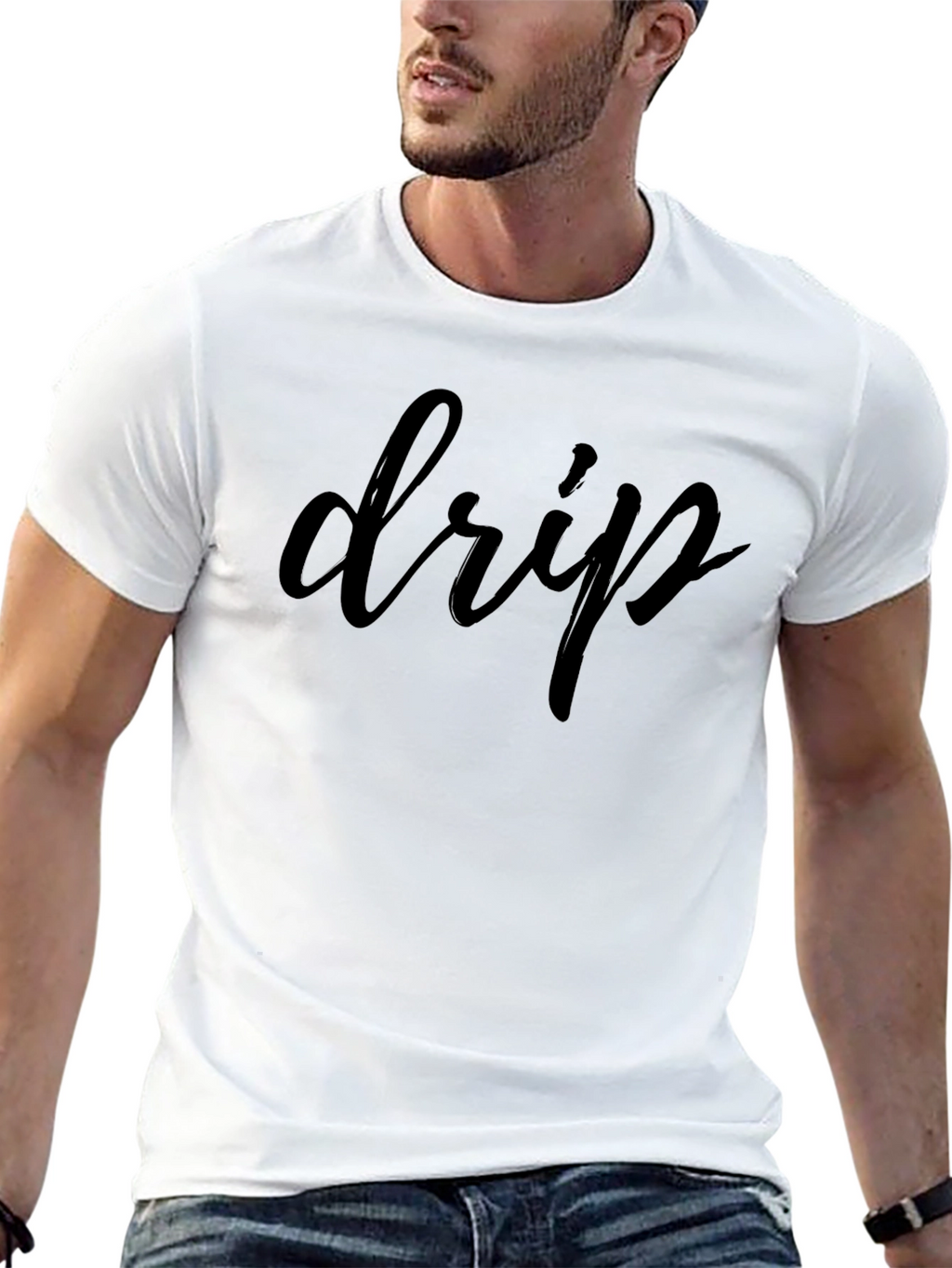 Mens Black Drip Graphic Tee - Trendy Casual Style