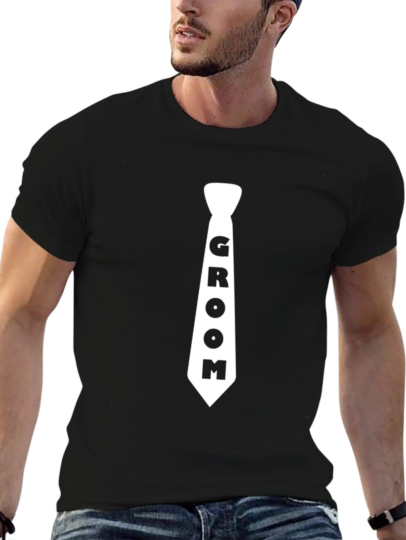 Groom Tie Black T-Shirt - Wedding Apparel