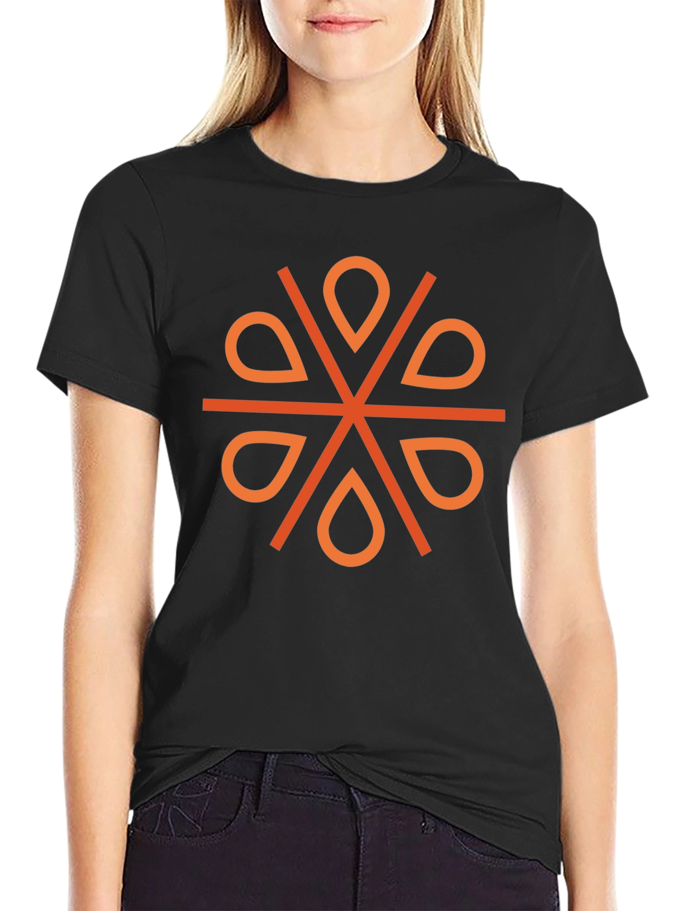 Geometric Orange Floral Tee