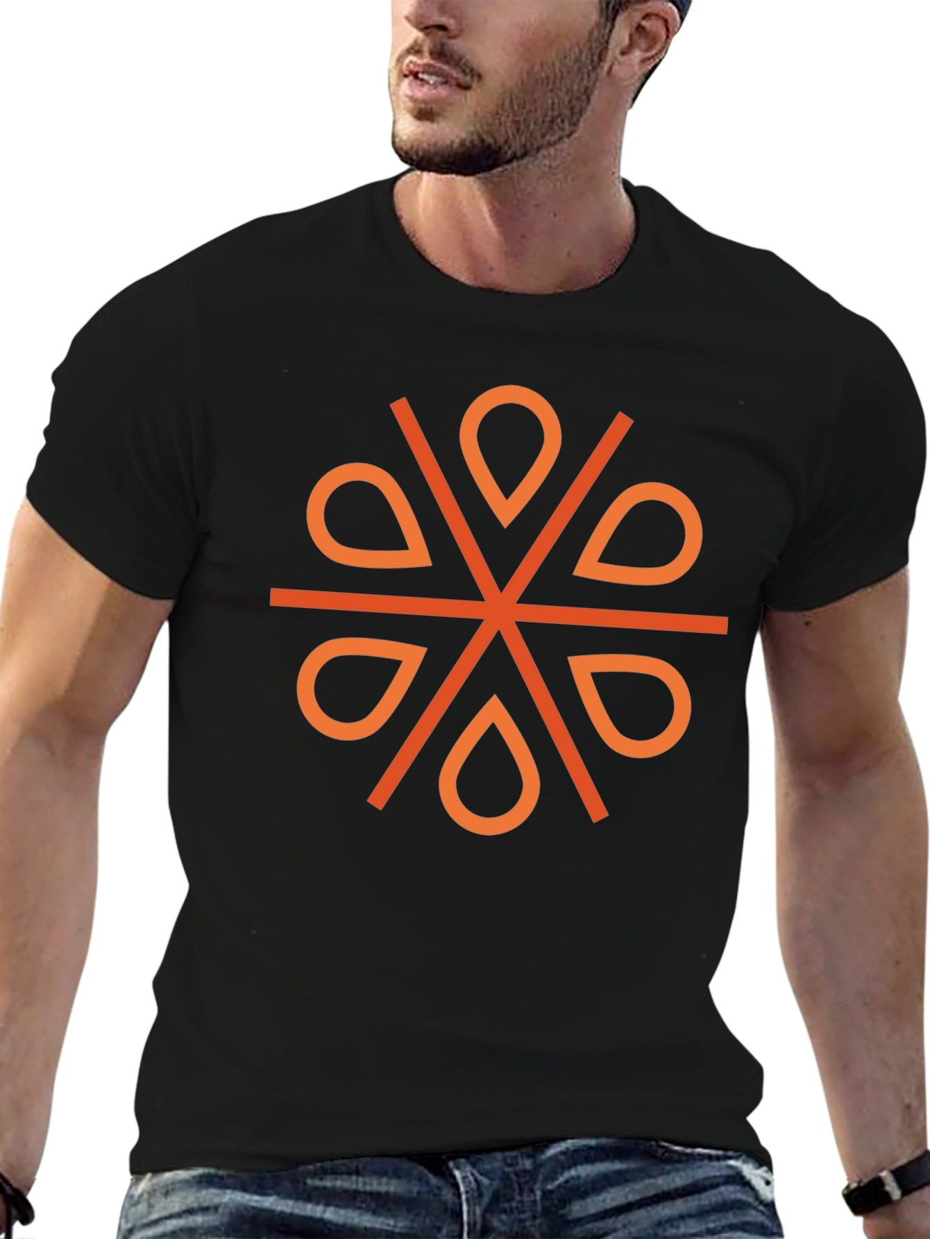 Geometric Orange Floral Tee