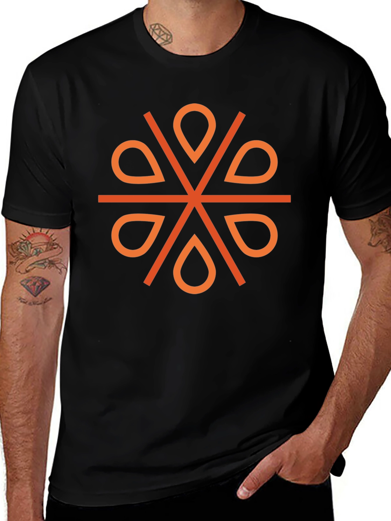 Geometric Orange Floral Tee