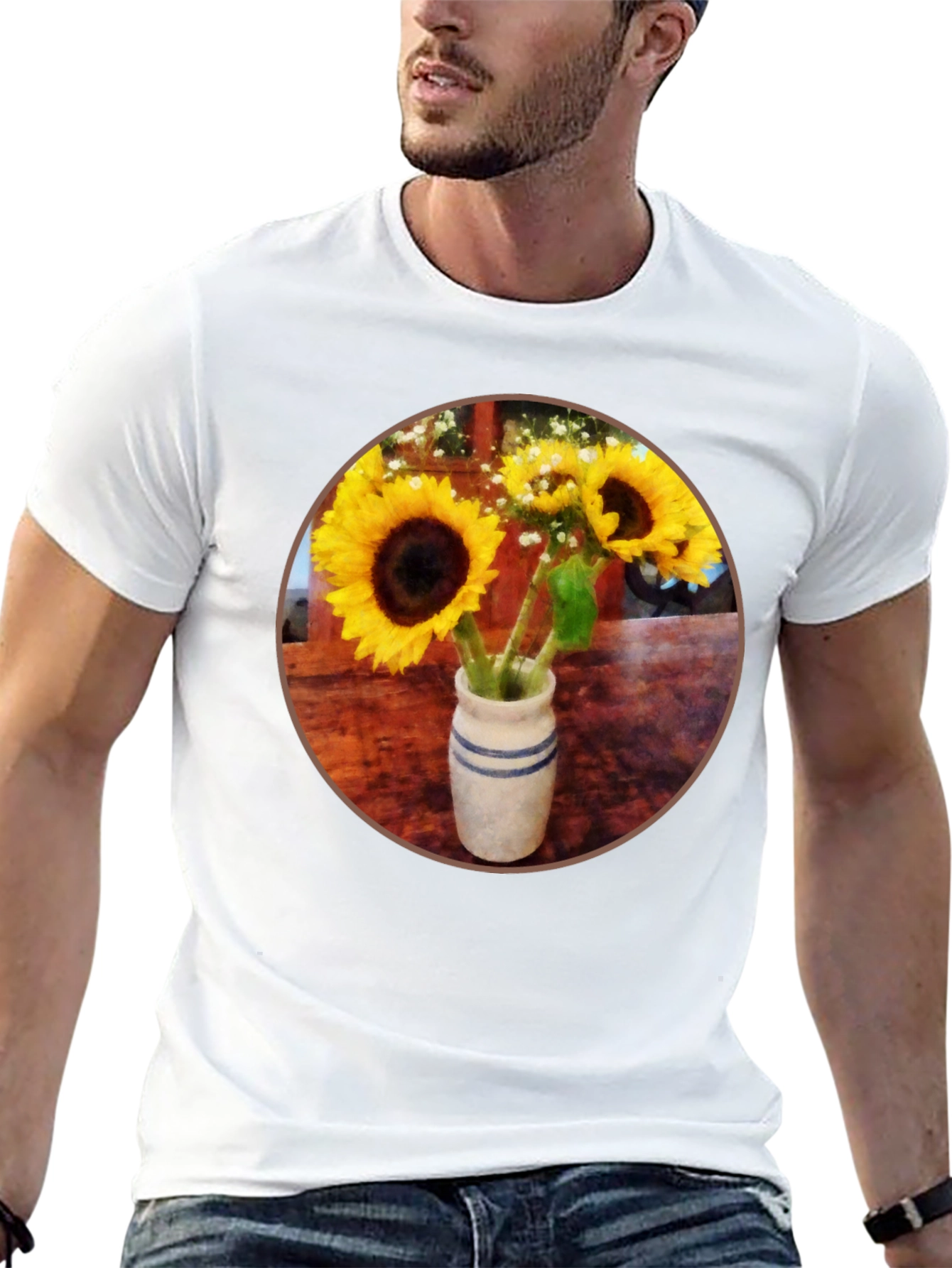 Sunflower Vase Graphic Tee - Stylish Casual Wear