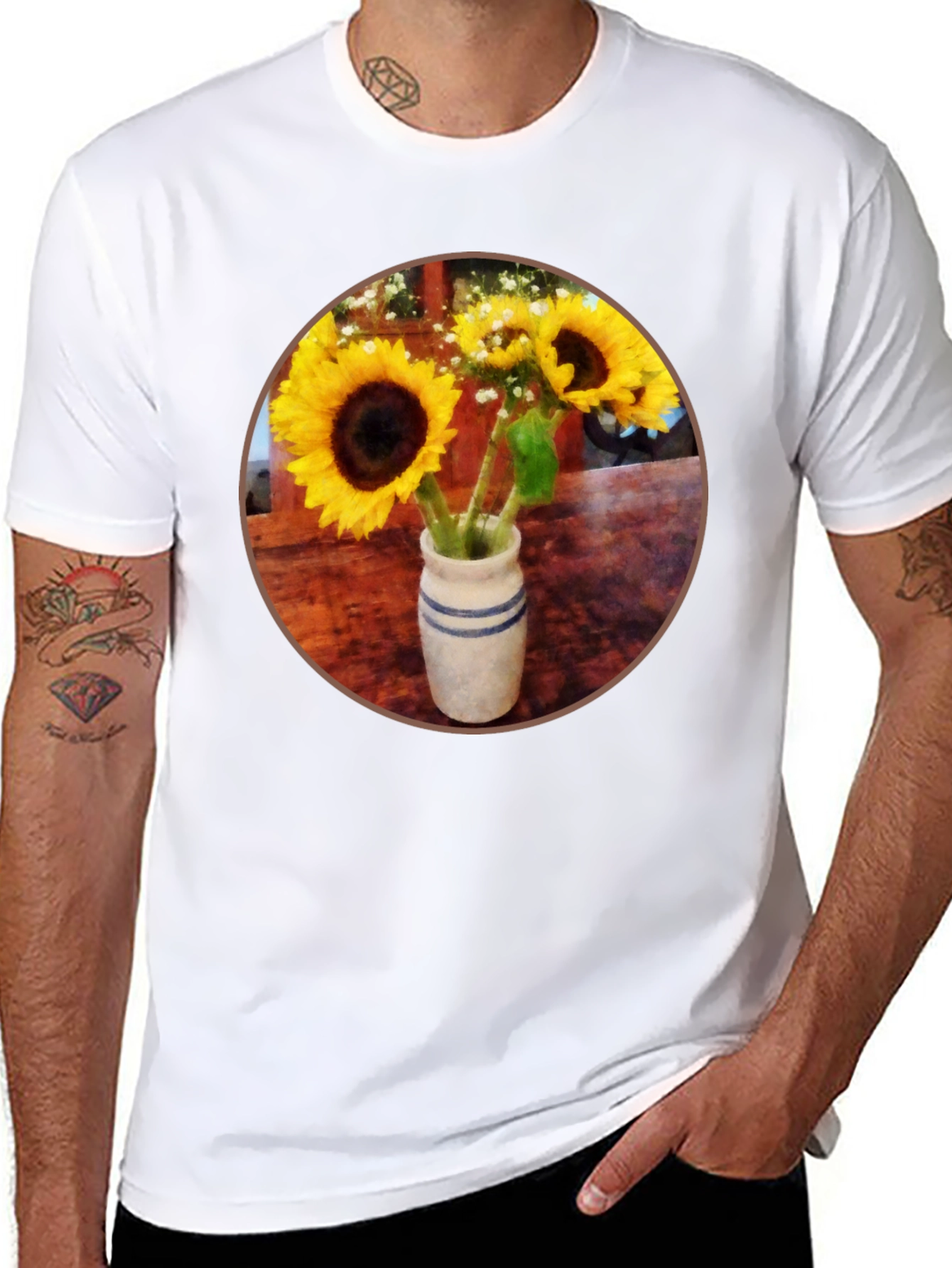 Sunflower Vase Graphic Tee - Stylish Casual Wear
