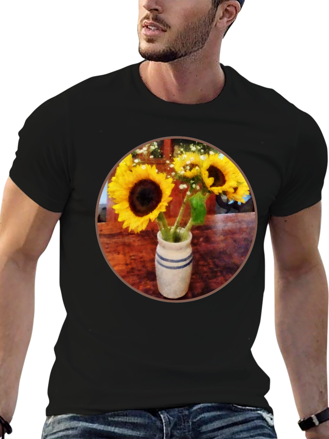Sunflower Vase Graphic Tee - Stylish Casual Wear