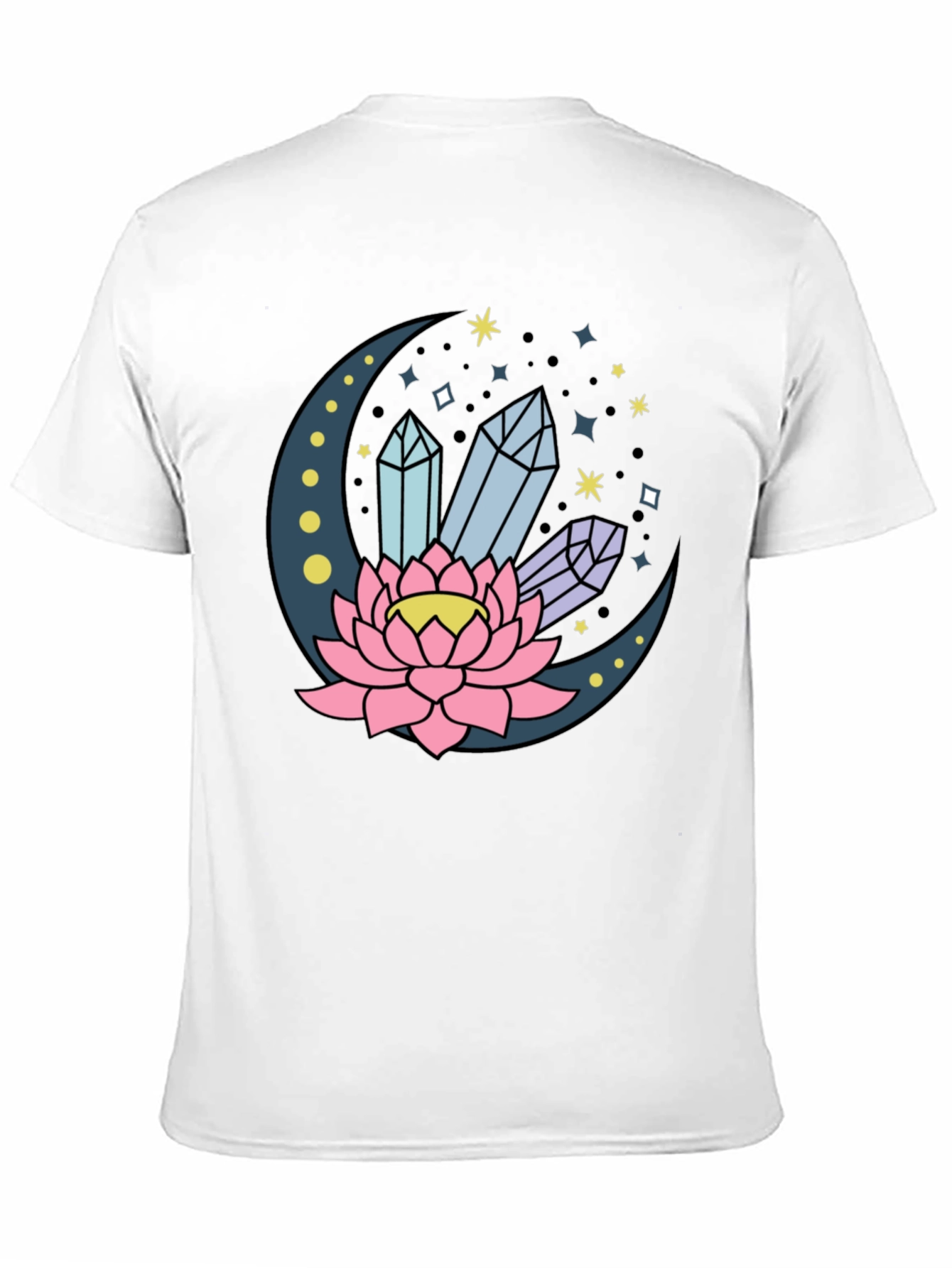 Moon Lotus Crystal T-Shirt - Celestial Design