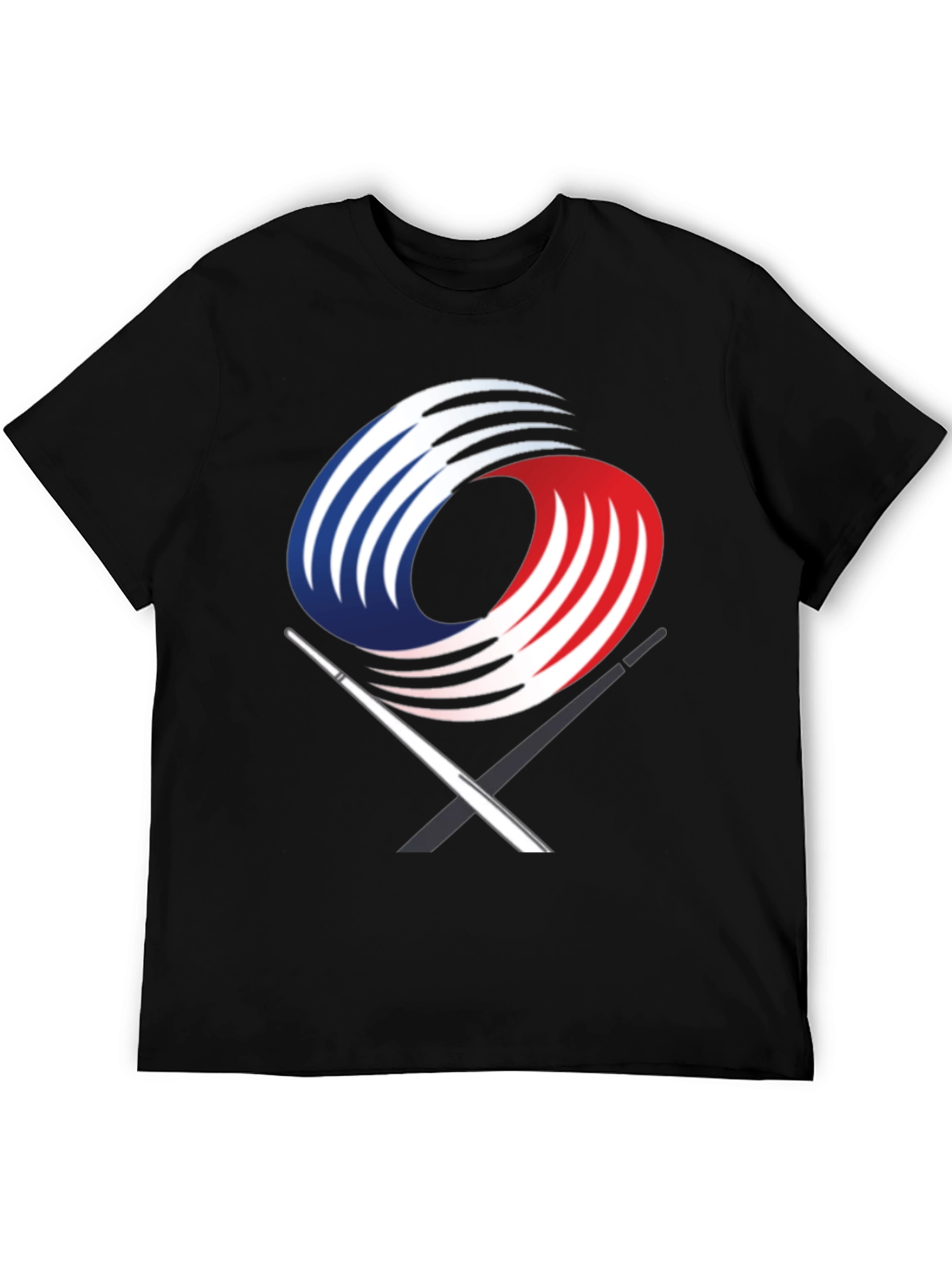 Black Graphic Tee with Abstract Martial Arts Design