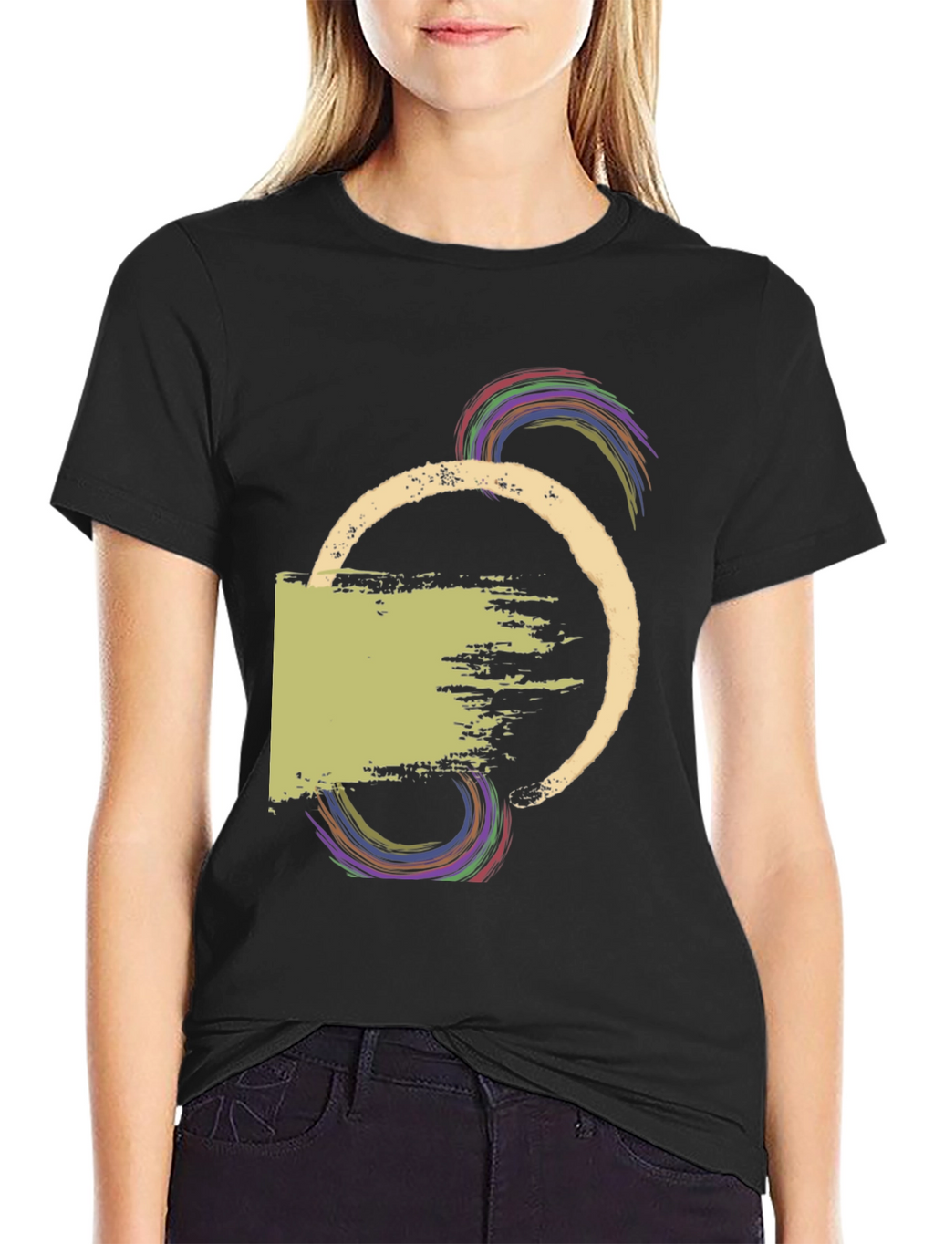Abstract Graphic Print Mens Black T-Shirt